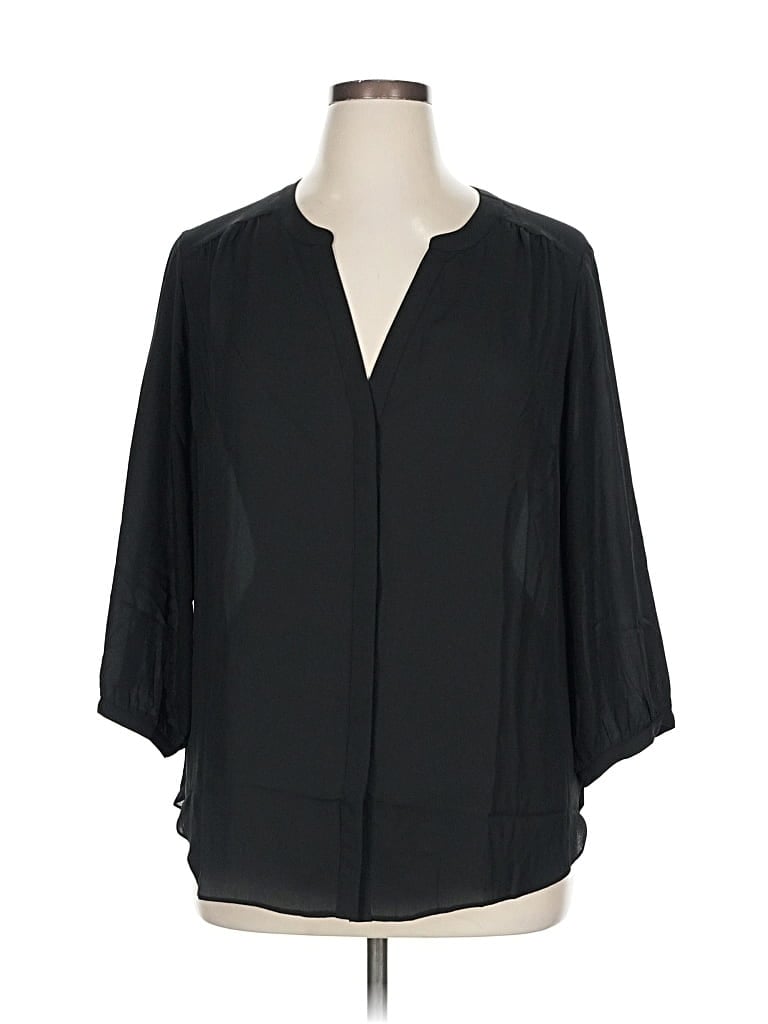 Pre-owned Nydj 3/4 Sleeve Blouse In Black