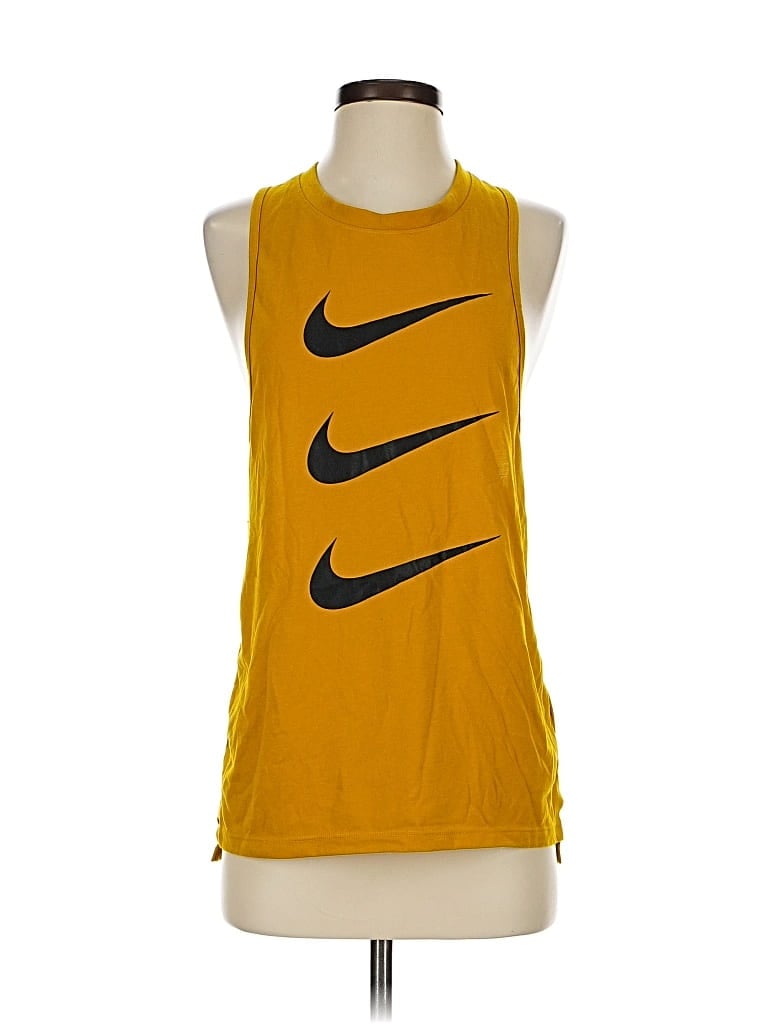 Pre-owned Nike Tank Top Yellow Halter Neckline Tops