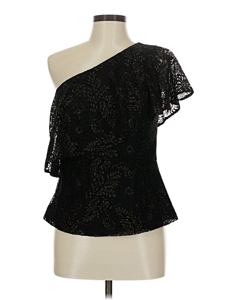 Pre-owned Nanette Lepore Sleeveless Top Black One Shoulder Neckline Tops