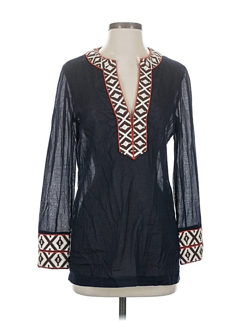 Pre-owned Tory Burch Long Sleeve Blouse In Black
