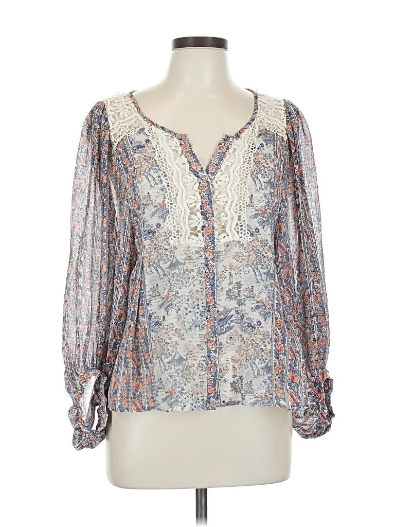 Pre-owned Hd In Paris 3/4 Sleeve Blouse In Blue