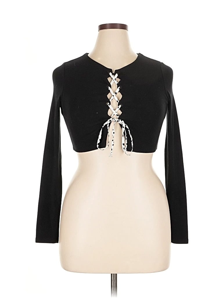 Pre-owned Fashion Nova 3/4 Sleeve T-shirt In Black