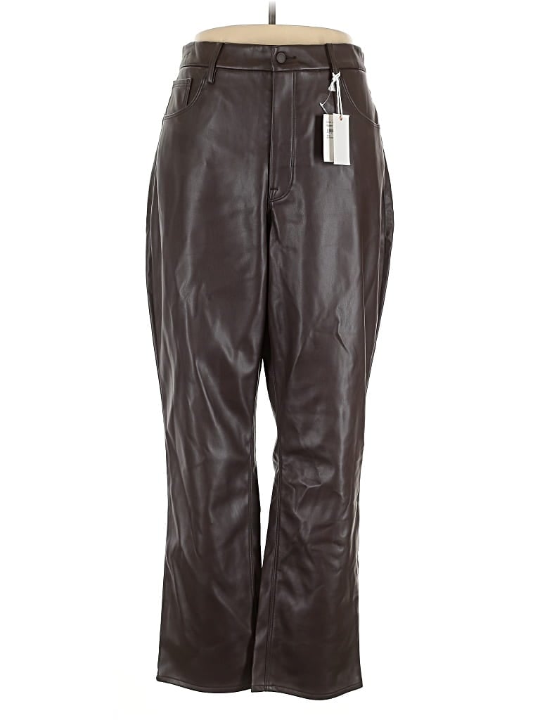 Good American Faux Leather Pants In Brown
