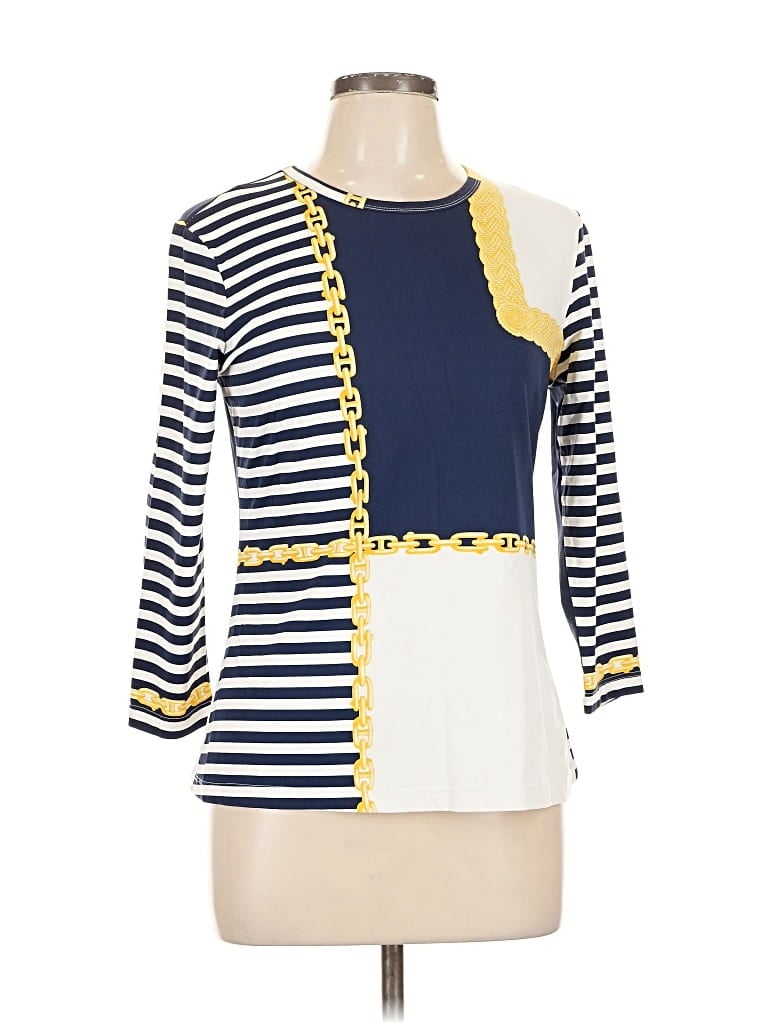 Pre-owned J. Mclaughlin 3/4 Sleeve Top Blue Square Neckline Tops