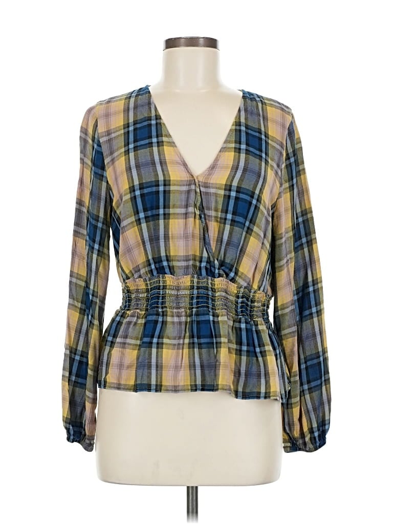 Pre-owned Express Long Sleeve Blouse In Blue