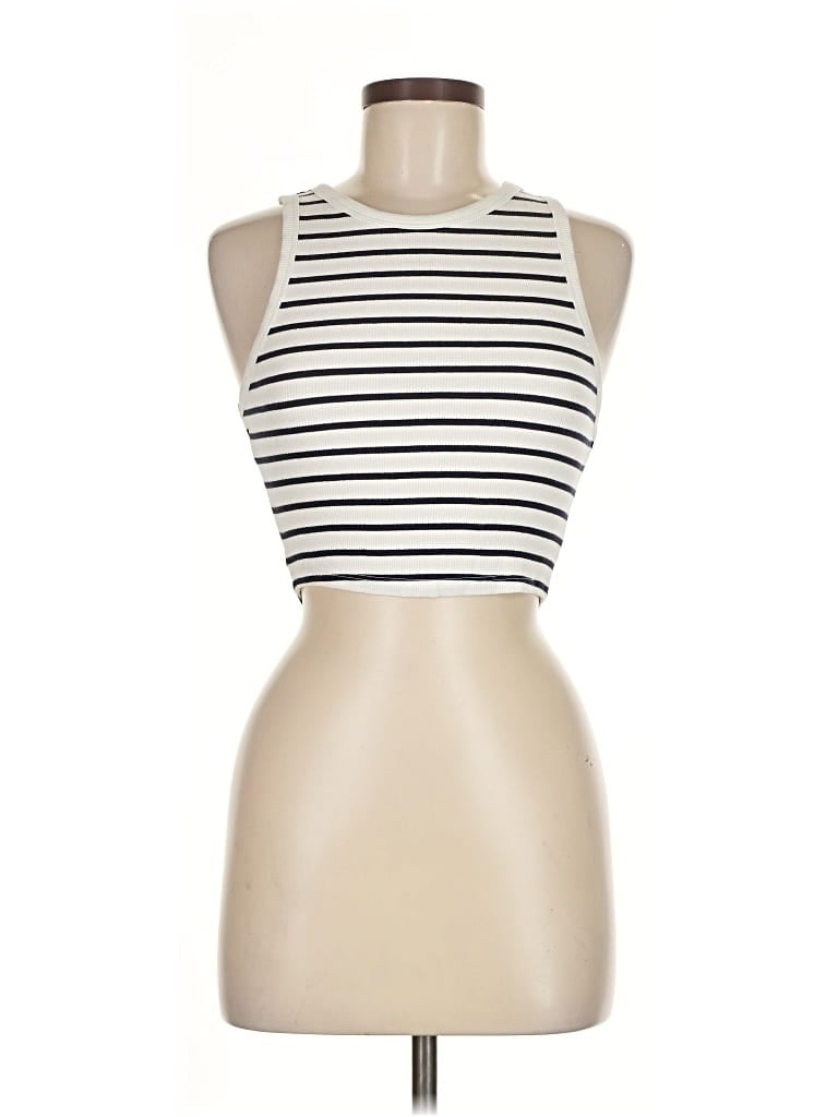 Pre-owned Zara Tank Top Ivory Halter Neckline Tops In White