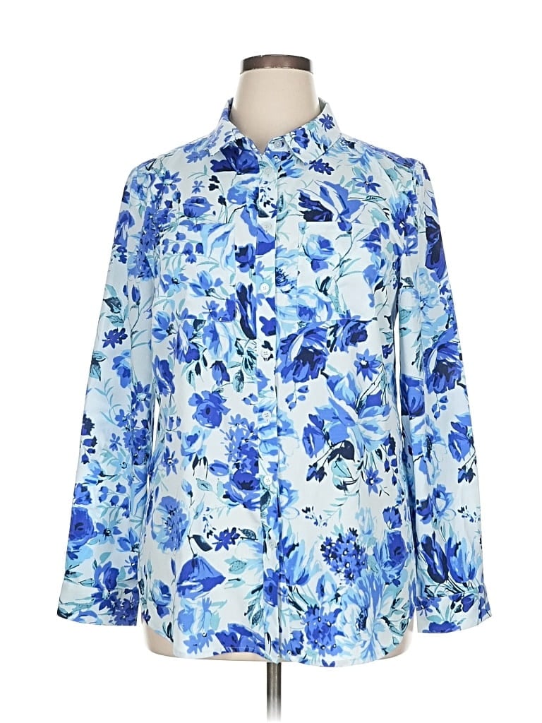 Pre-owned Isaac Mizrahi Live Long Sleeve Blouse In Blue