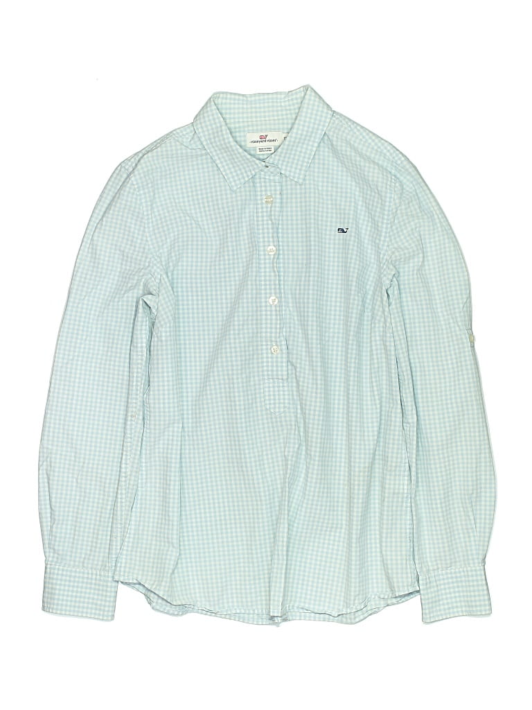 Pre-owned Vineyard Vines Kids' Long Sleeve Button Down Shirt In Green
