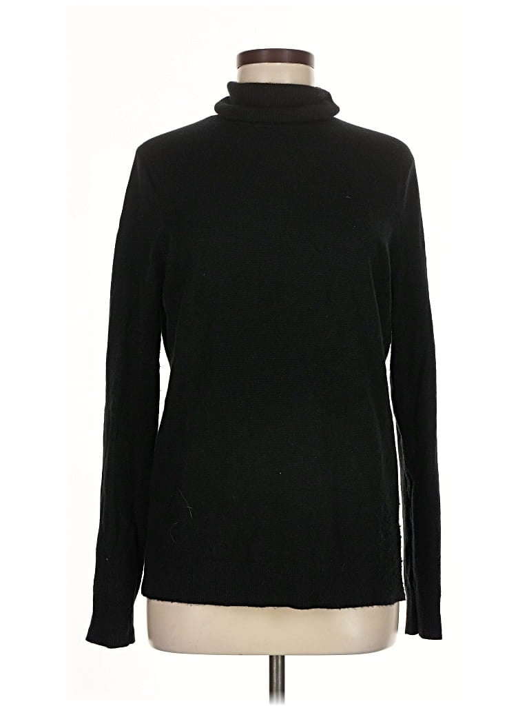 Pre-owned Lands' End Cashmere Pullover Sweater In Black