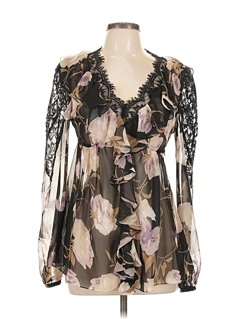 Pre-owned Boston Proper Long Sleeve Blouse In Brown