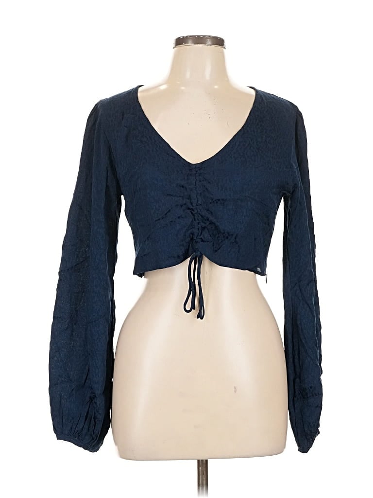 Pre-owned Motel Long Sleeve Top Blue Sweetheart Neckline Tops