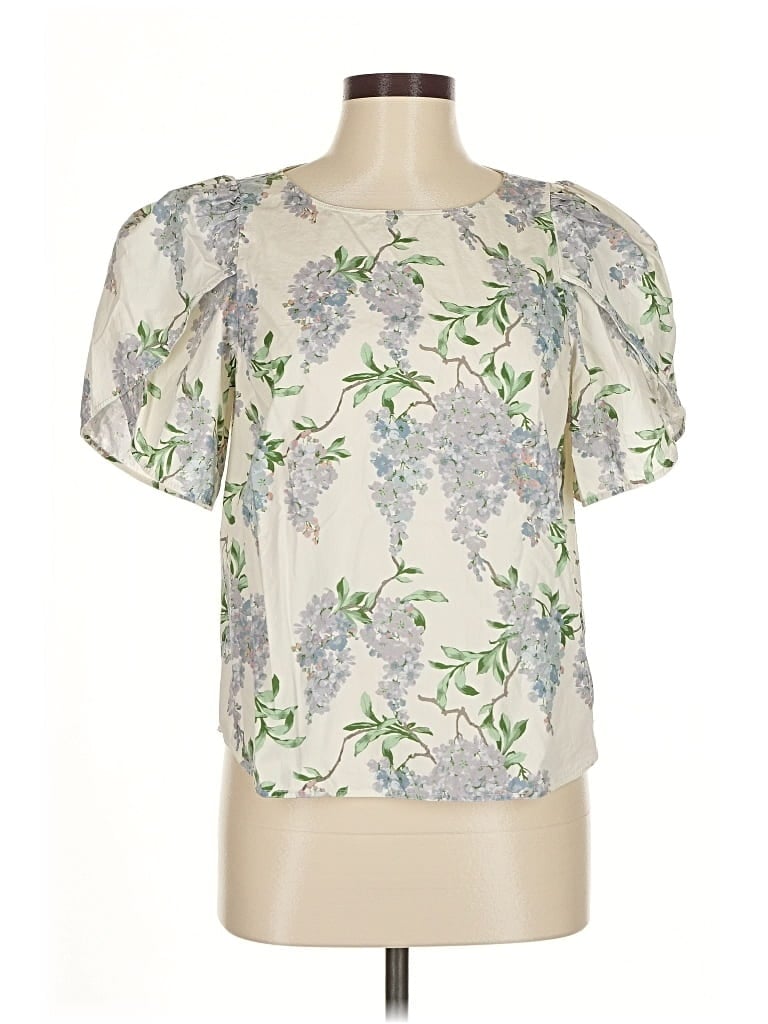 Pre-owned La Vie Rebecca Taylor Short Sleeve Blouse In White