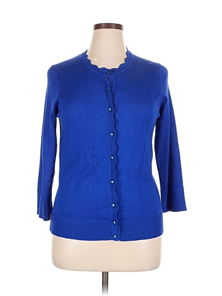 Pre-owned Cable & Gauge Cardigan Sweater In Blue