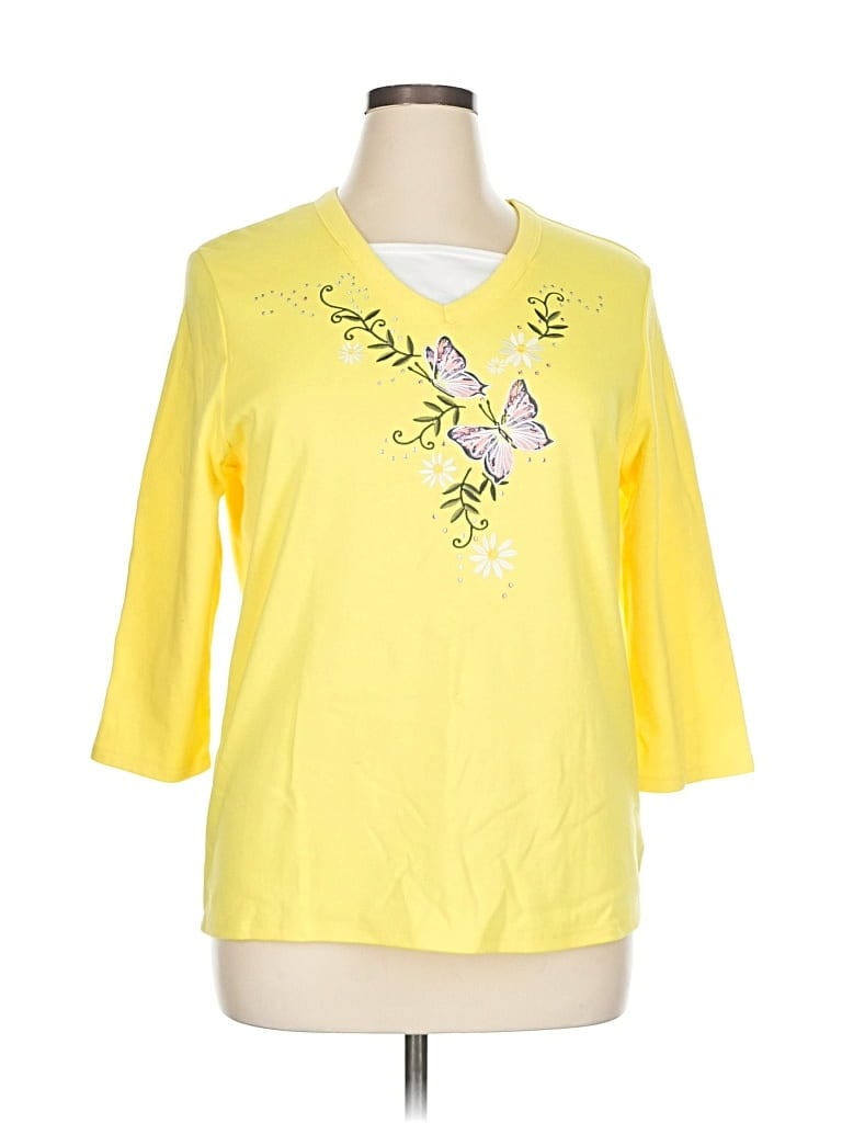 Assorted Brands 3/4 Sleeve T-shirt In Yellow