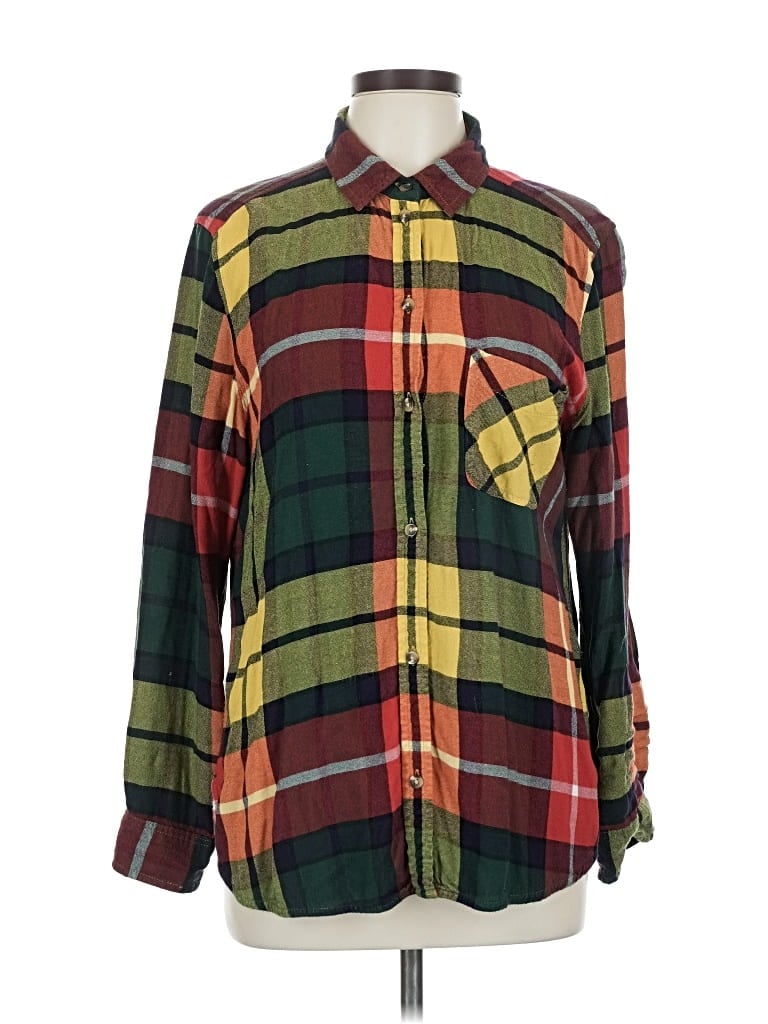 Pre-owned American Eagle Outfitters Long Sleeve Button Down Shirt In Green