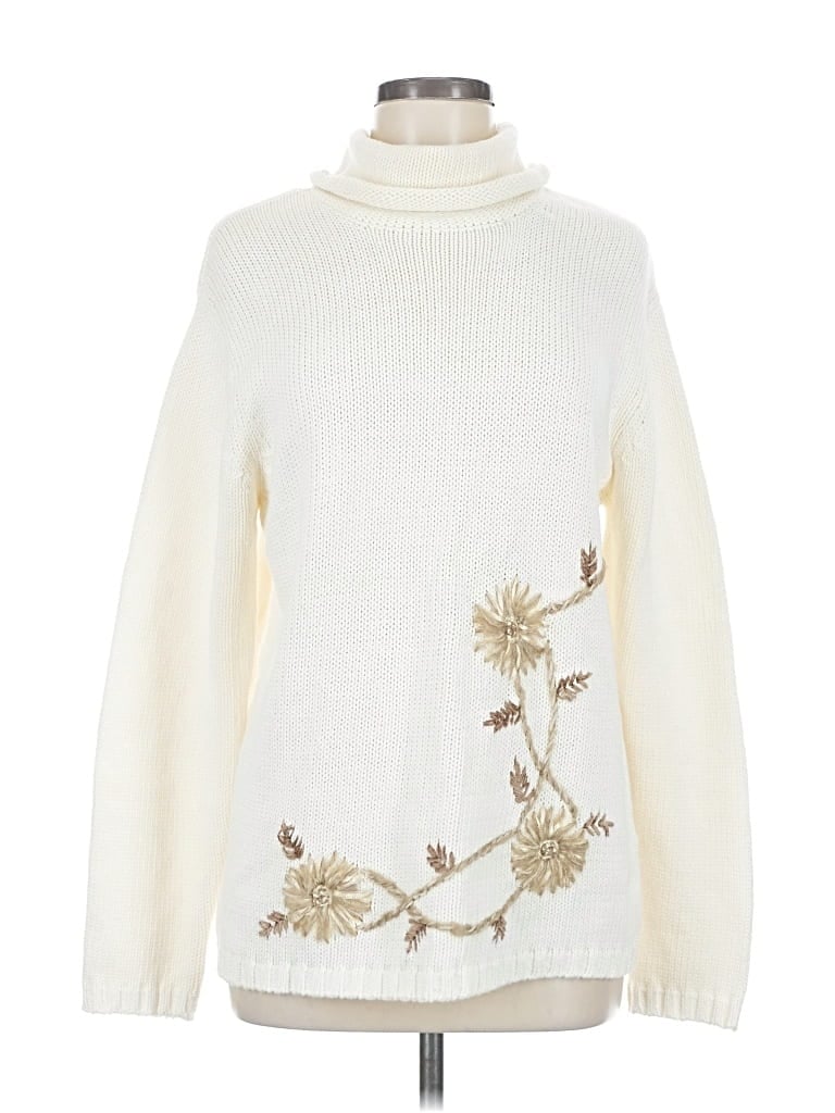 Pre-owned Coldwater Creek Turtleneck Sweater In White