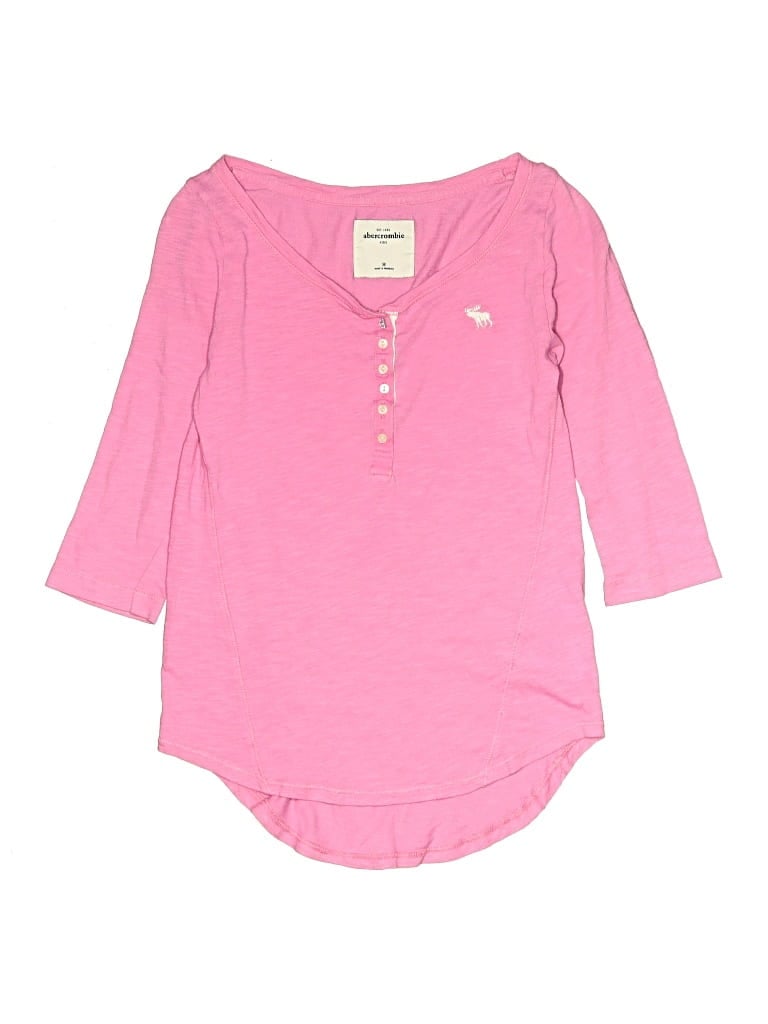 Pre-owned Abercrombie Kids' Long Sleeve Henley Shirt In Pink