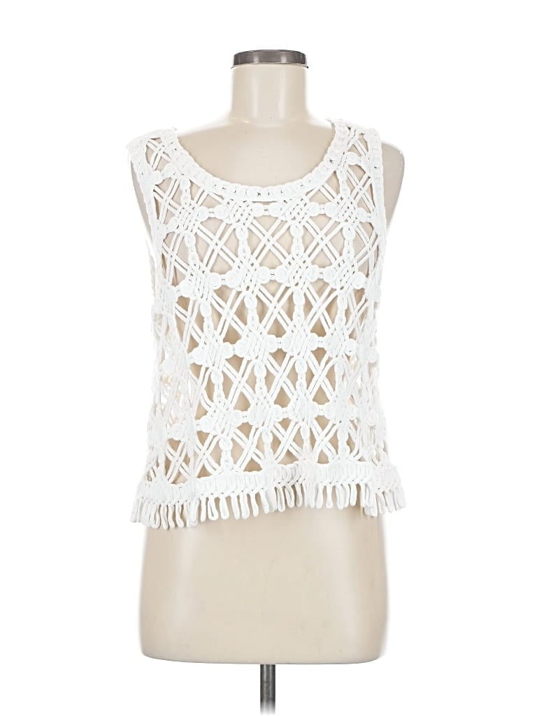 Pre-owned Dkny Jeans Sleeveless Blouse In White