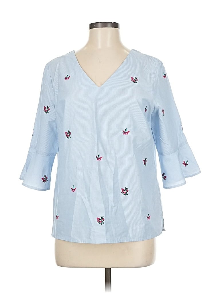 Pre-owned Hobbs London 3/4 Sleeve Blouse In Blue