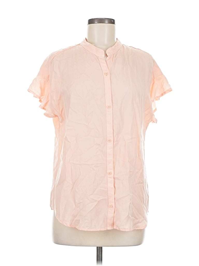 Pre-owned Cloth & Stone X Anthropologie Short Sleeve Blouse In Pink