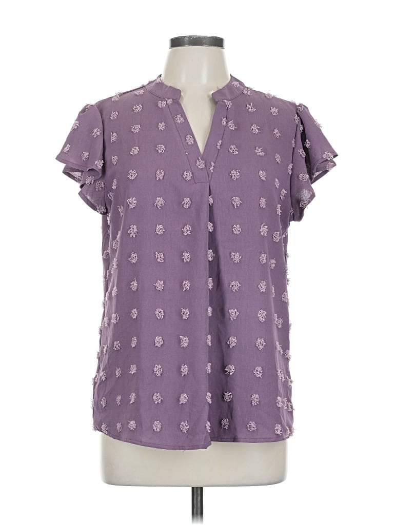 Pre-owned Blooming Jelly Short Sleeve Blouse In Purple