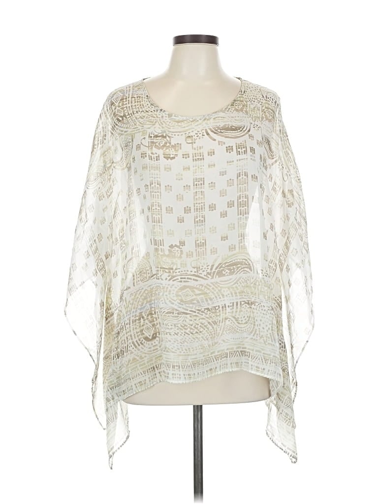 Pre-owned Travelers By Chico's Short Sleeve Blouse In White