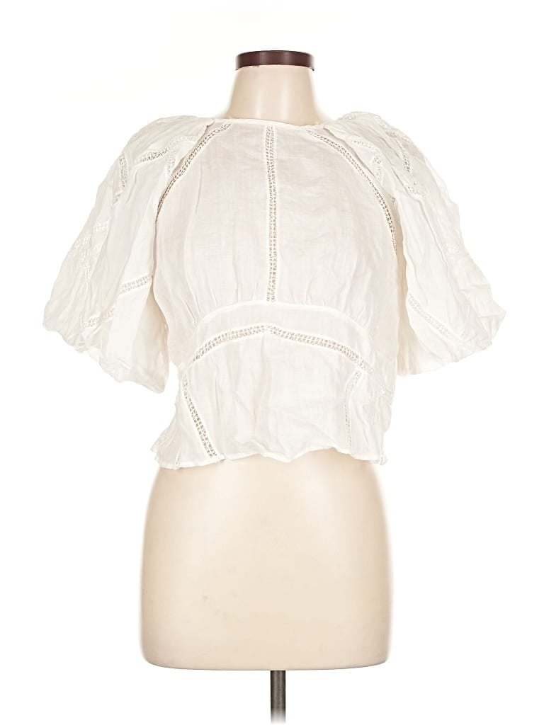 Pre-owned Frame Short Sleeve Blouse In White