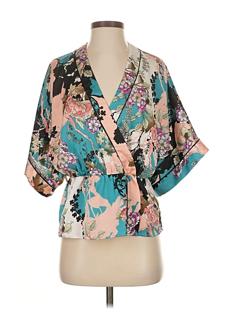 Pre-owned Guess Short Sleeve Blouse In Blue