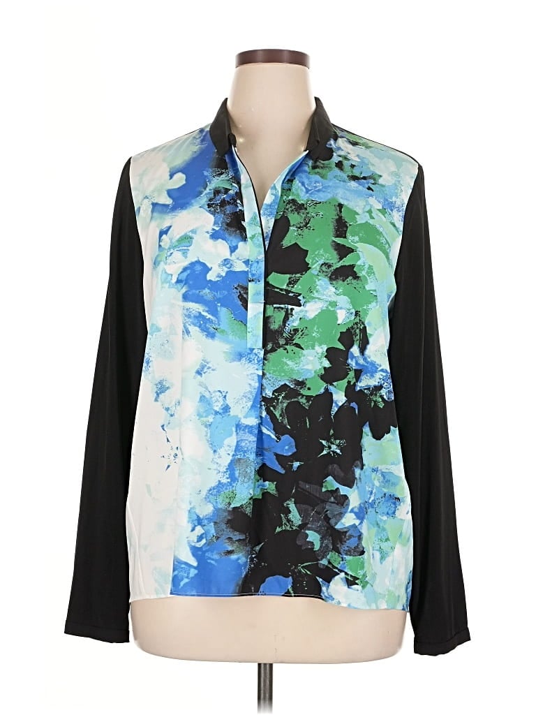 Pre-owned T Tahari Long Sleeve Blouse In Green