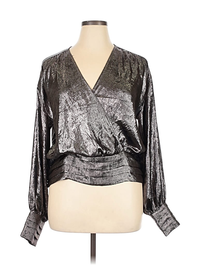 Pre-owned Express 3/4 Sleeve Blouse In Silver