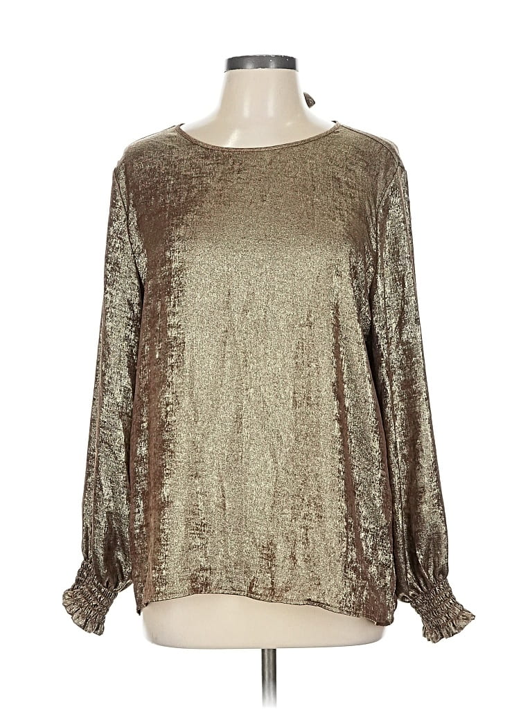 Pre-owned Ann Taylor Loft Outlet Long Sleeve Blouse In Gold