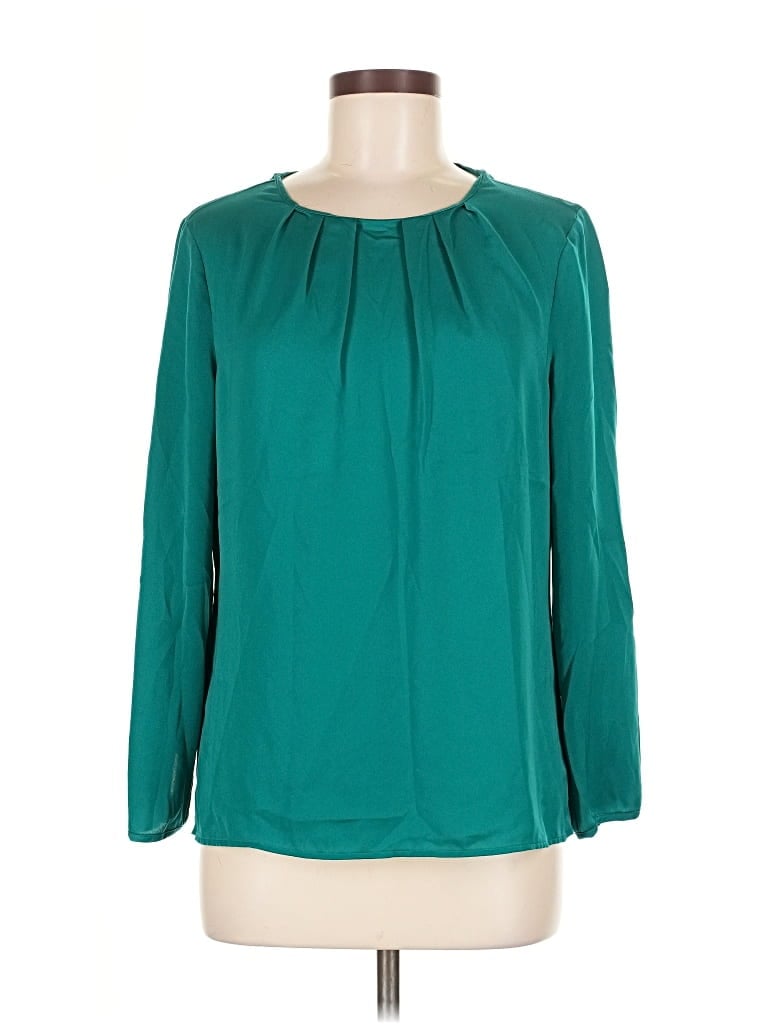 Pre-owned J.crew Factory Store Long Sleeve Blouse In Blue