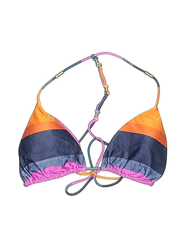 Pre-owned Vix By Paula Hermanny Swimsuit Top Purple Color Block Pattern Swimwear