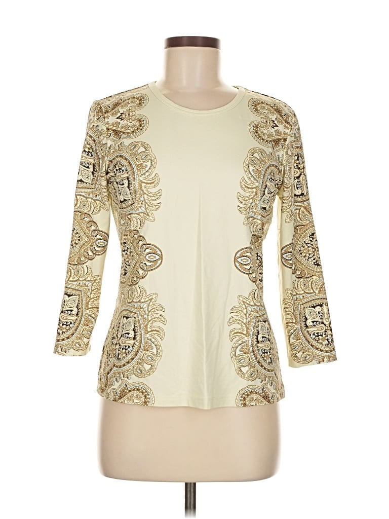 Pre-owned J. Mclaughlin 3/4 Sleeve Top Ivory Boatneck Tops In White