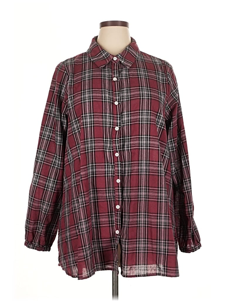 Pre-owned Andree By Unit Long Sleeve Button Down Shirt In Burgundy