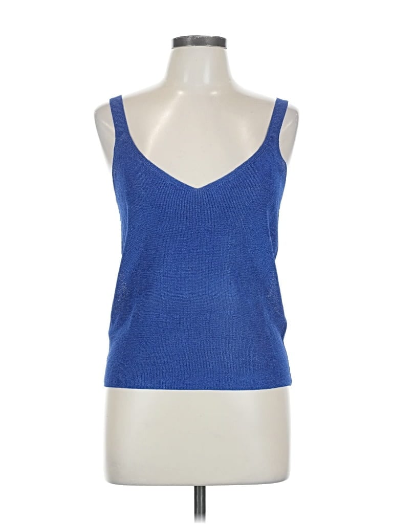 Pre-owned Mng Tank Top Blue Plunge Neckline Tops