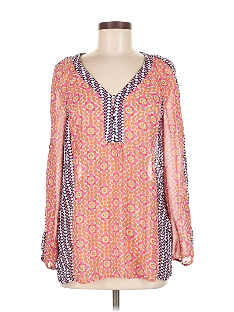 Pre-owned Zac & Rachel Long Sleeve Blouse In Orange