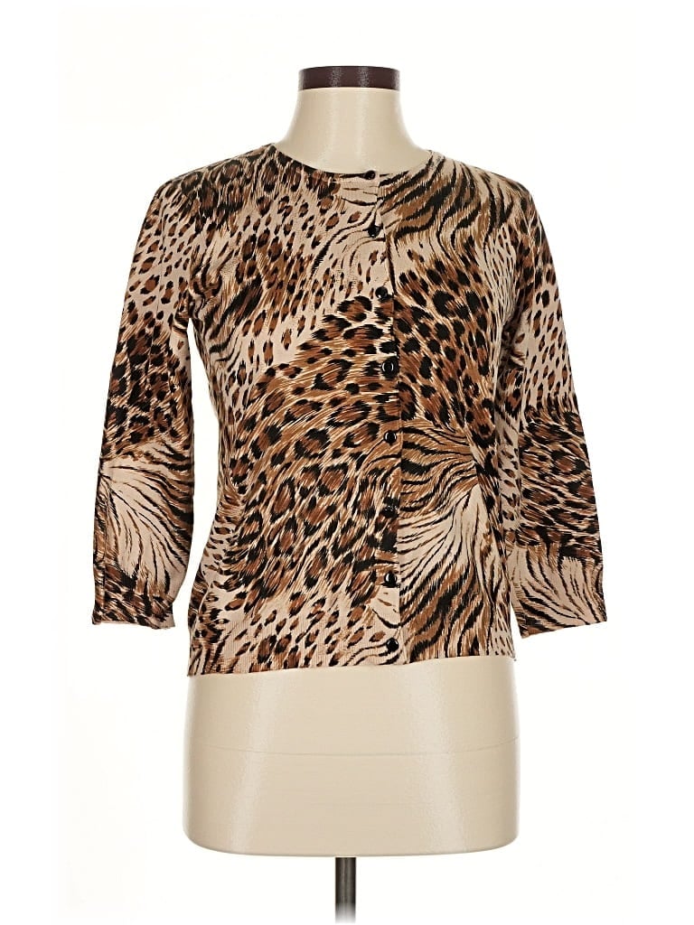 Pre-owned Cable & Gauge Silk Pullover Sweater In Brown