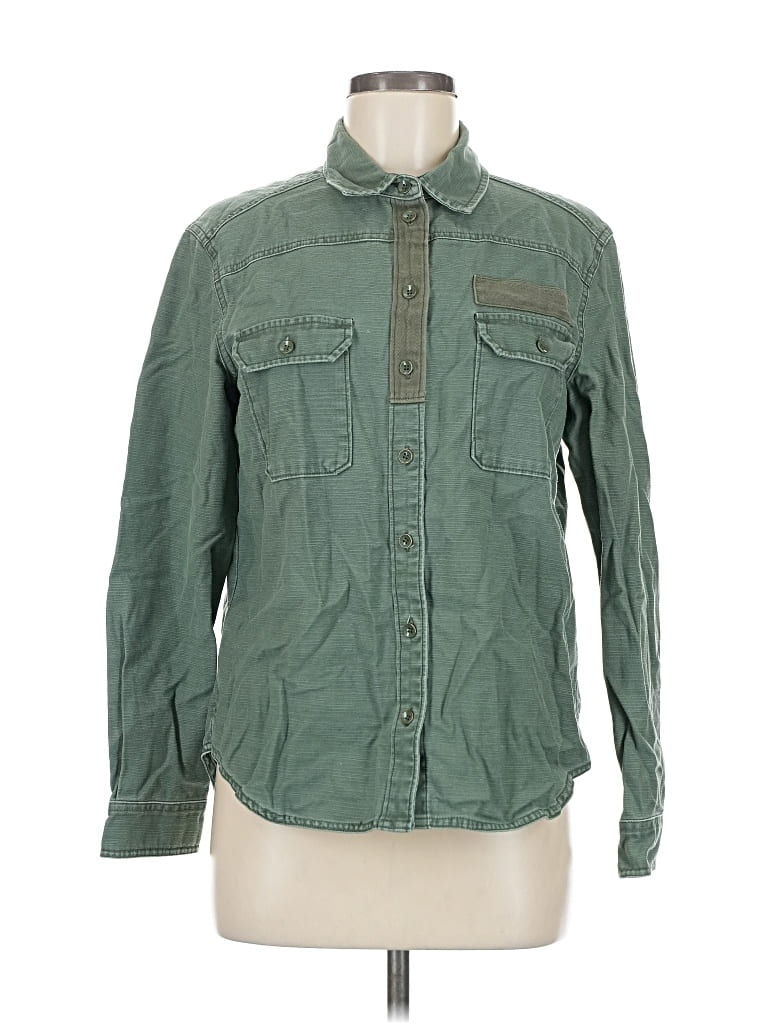 Pre-owned Bdg Long Sleeve Button Down Shirt In Green