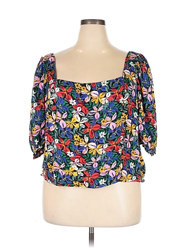 Pre-owned Eloquii Elements 3/4 Sleeve Blouse In Blue