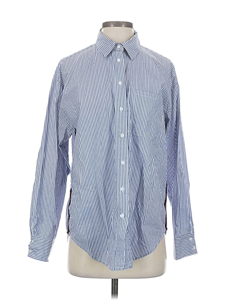 Pre-owned Forever 21 Long Sleeve Button Down Shirt In Blue