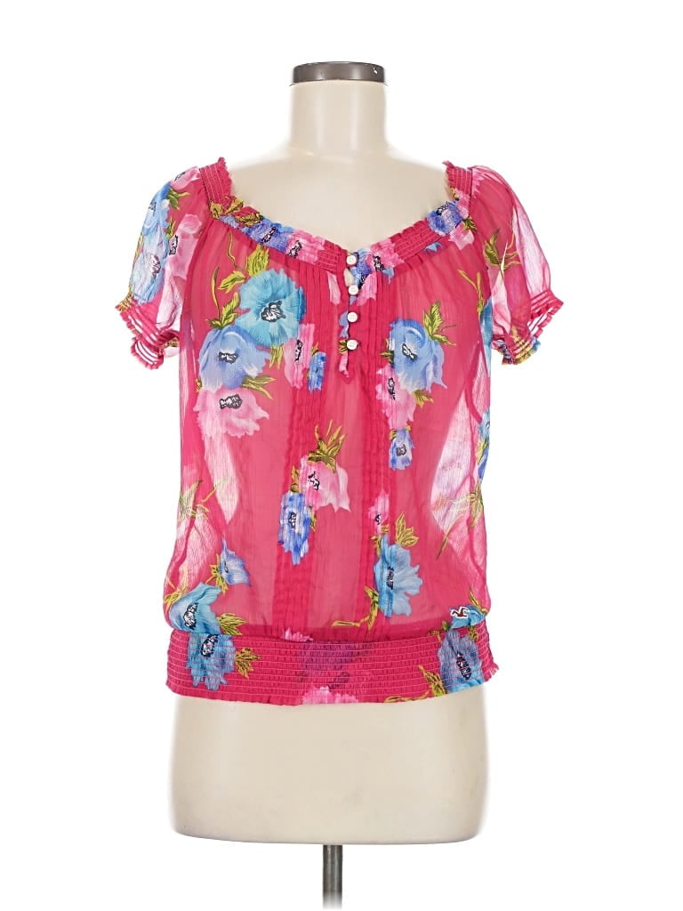 Pre-owned Hollister Short Sleeve Blouse In Pink