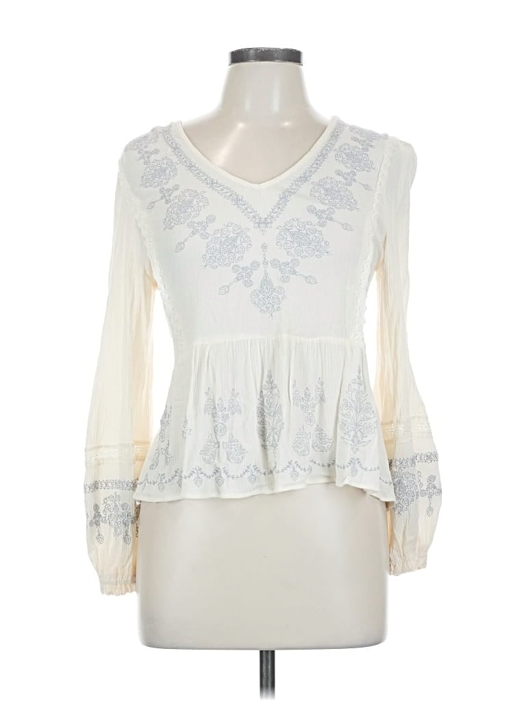 Pre-owned Altar'd State Long Sleeve Blouse In White