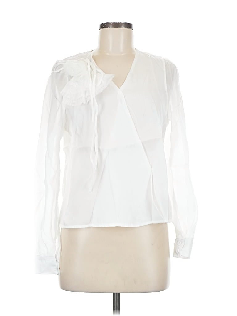 Pre-owned Assorted Brands Long Sleeve Blouse In White