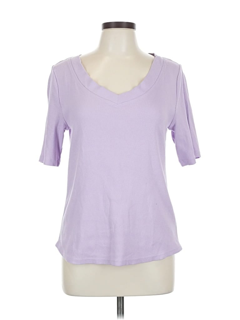 Pre-owned Talbots Short Sleeve Top Purple Scoop Neck Tops