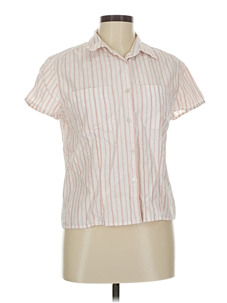 Pre-owned Lizsport Short Sleeve Blouse In White