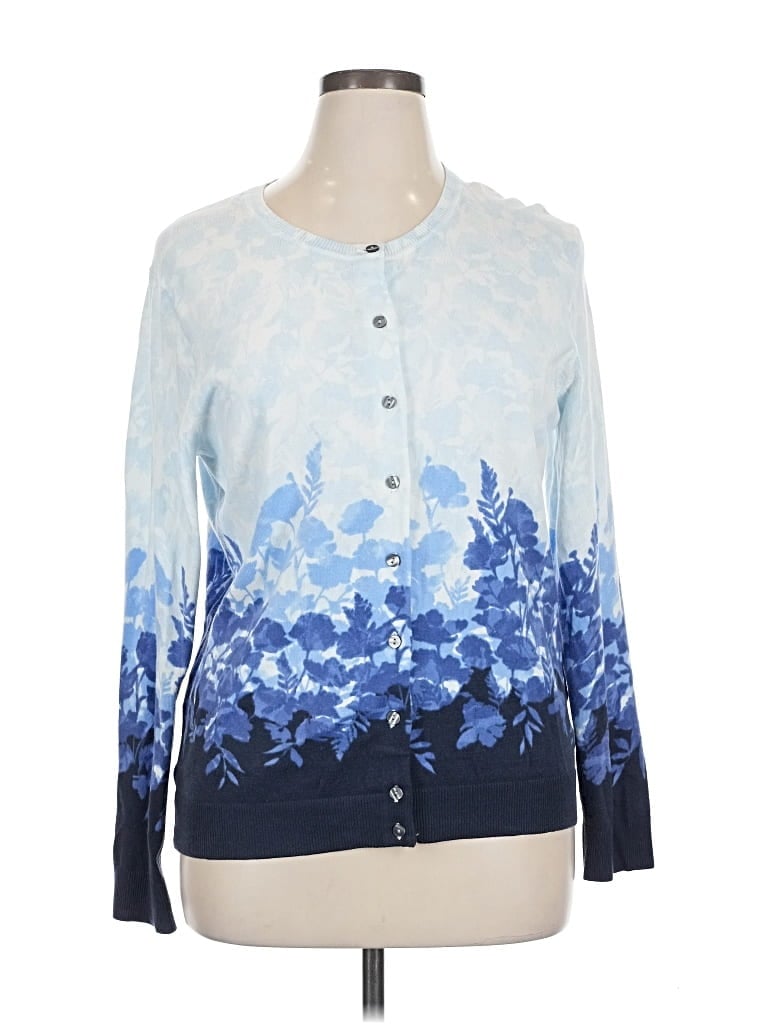 Pre-owned Karen Scott Cardigan Sweater In Blue