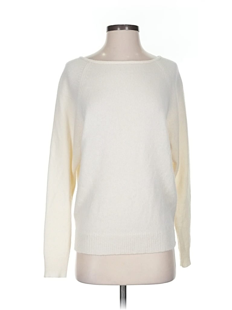 Pre-owned Ann Taylor Cashmere Pullover Sweater In White