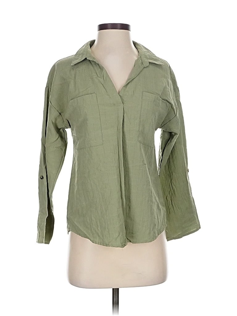 Pre-owned Mine 3/4 Sleeve Blouse In Green