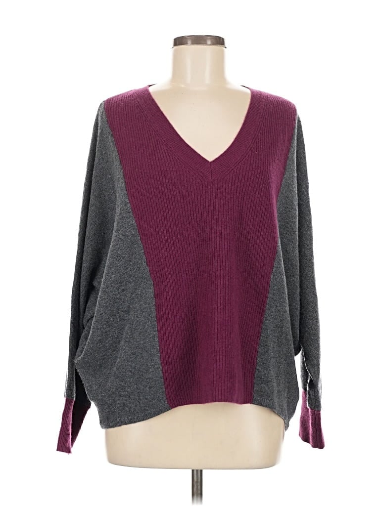 Pre-owned Garnet Hill Cashmere Pullover Sweater In Burgundy
